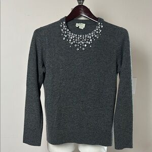 Kate Spade Love colorfully rhinestone embellished crewneck wool blend sweater S